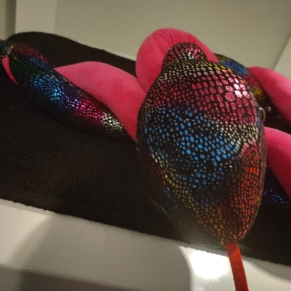 4 1/2 Foot Plush Pink and Sparkly Snake - Picture 2 of 2